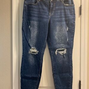 Maurices Distressed Jeans with plaid inset Size 16